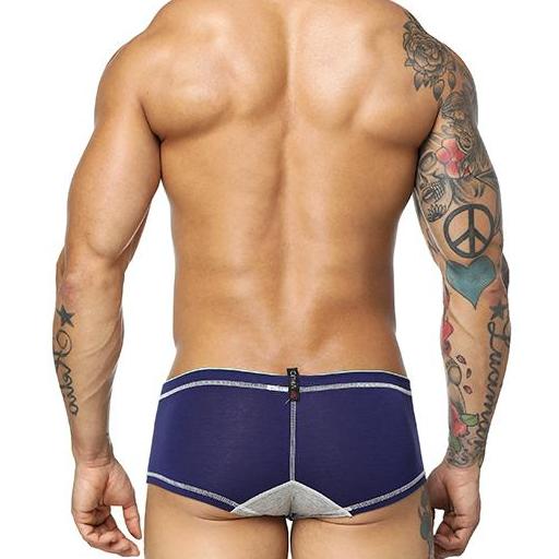 Free Men's ORLVS Low Rise Cotton Trunk Underwear - Blue Rear