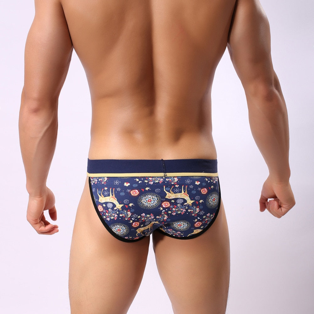 Men's Reindeer Christmas Bikini Brief Underwear - Blue