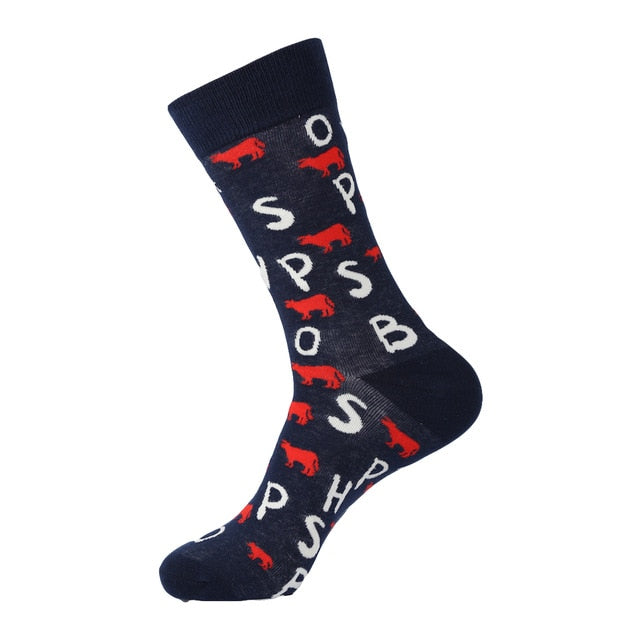 Cotton Polyester Printed Crew Socks