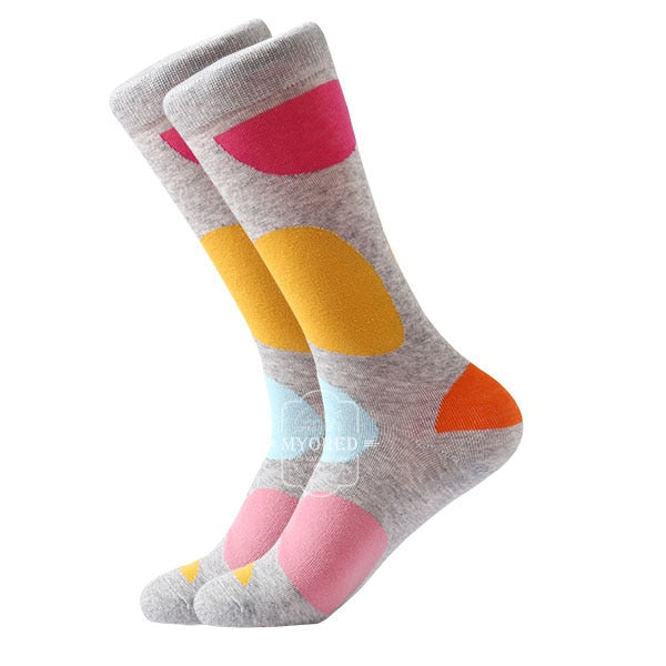 Funky Dress Socks - Big Circles Blue Orange Pink