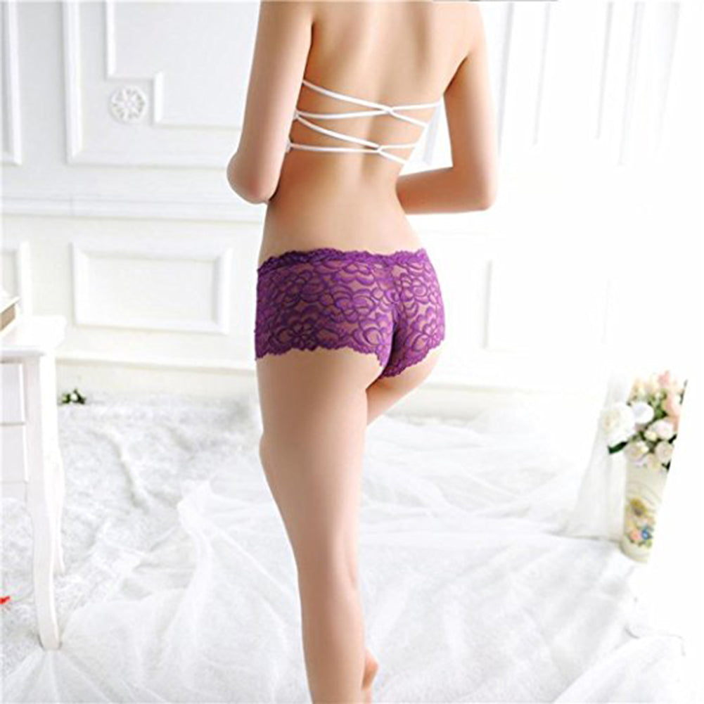 Women's Lace Boyshort - Purple Ass