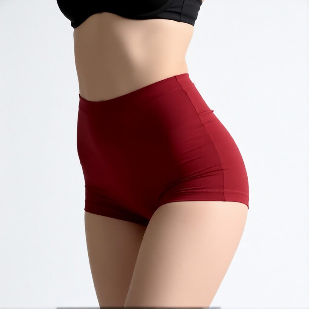 Comfortable boyshort panties in red, featuring a soft high-rise waistband and full-coverage leg | color:red