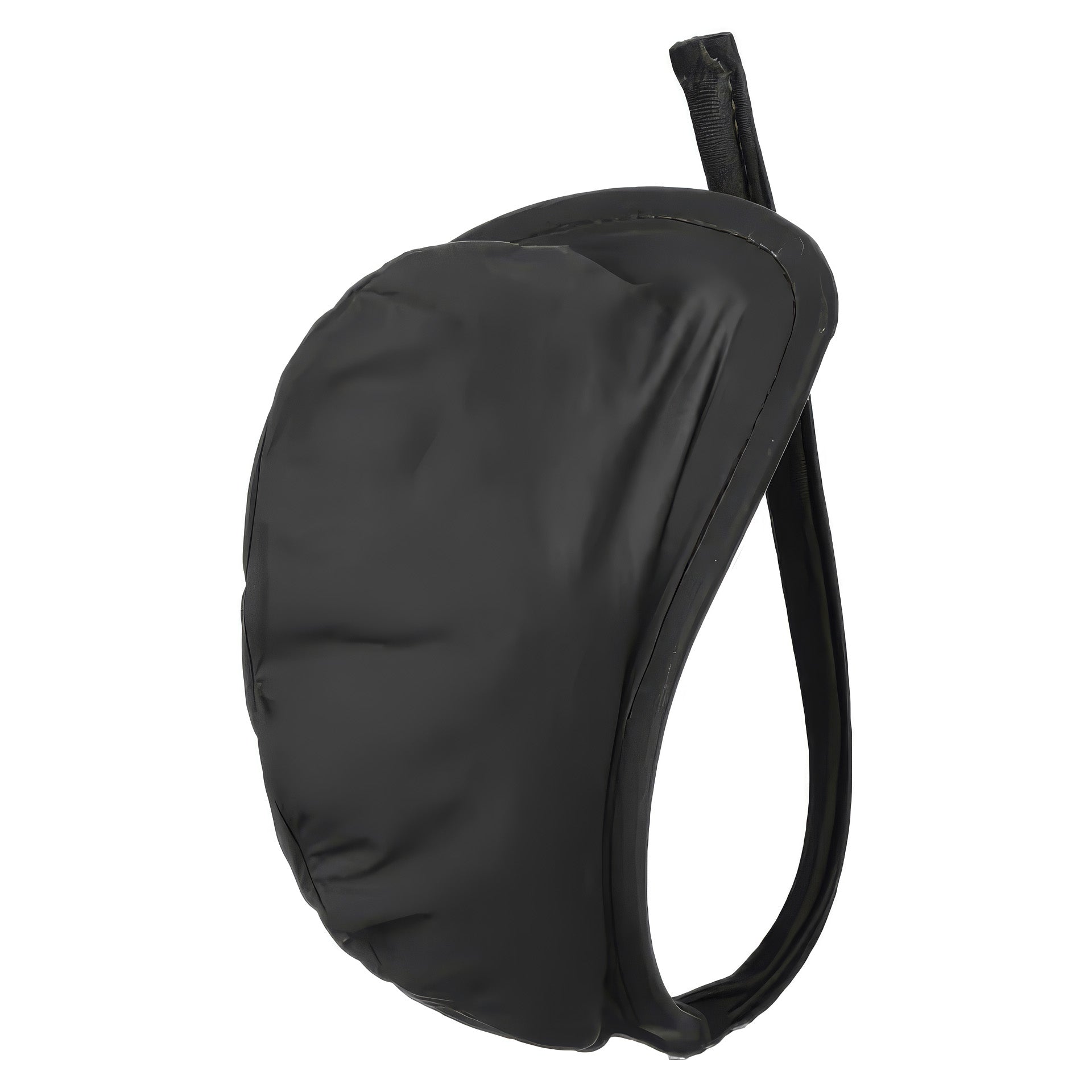 Men's c-string in black, view highlighting the strapless design and zero waistband architecture | color:black