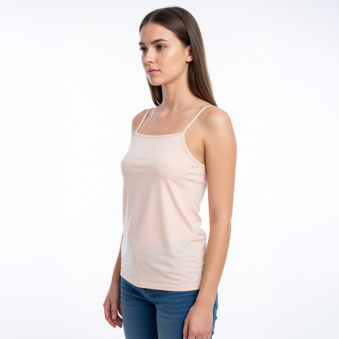 women's camisole top in nude color with a straight neckline and thin straps | color:nude