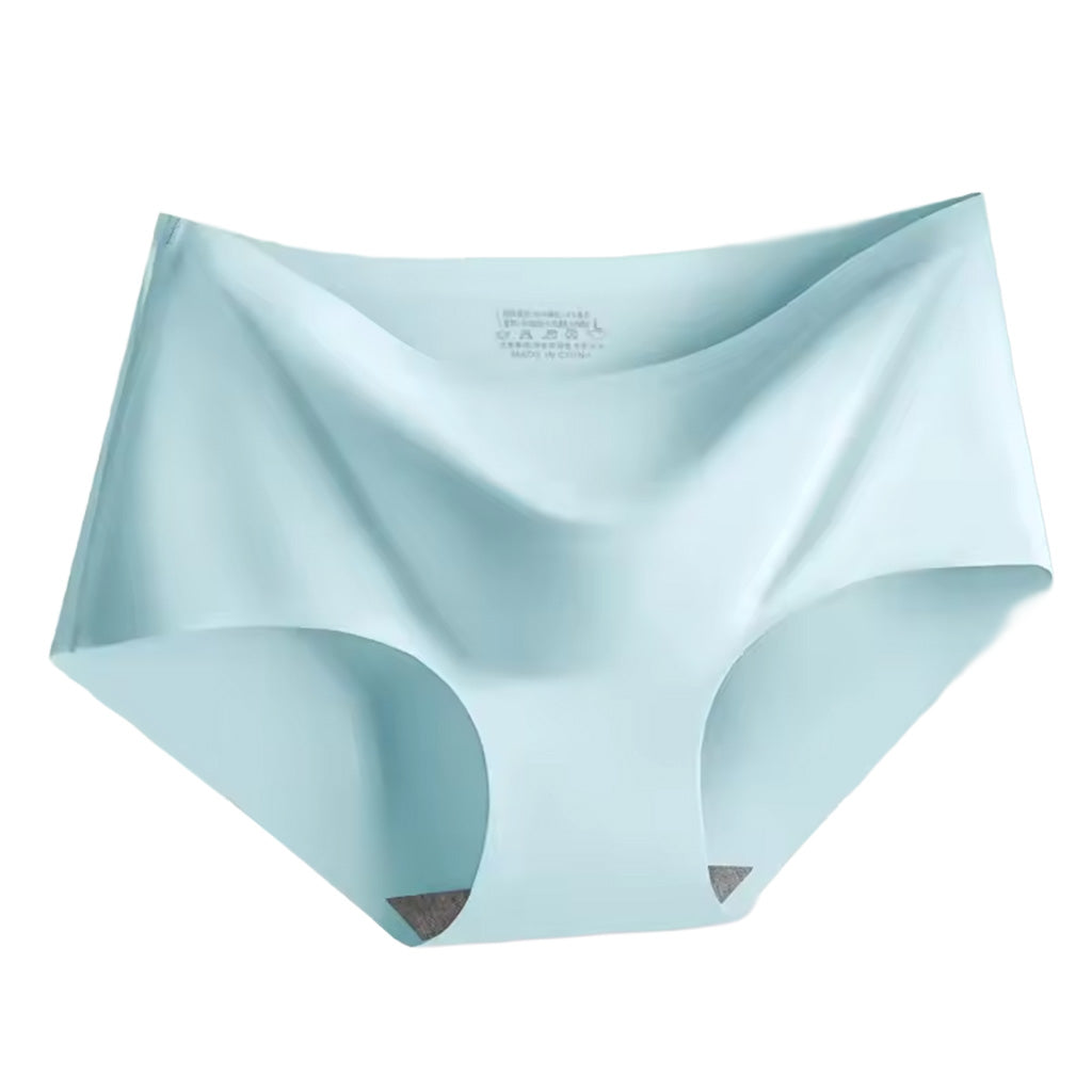 Seamless ice silk panties in light blue shown laying flat, featuring a mid-rise fit and no show construction. | color:light blue