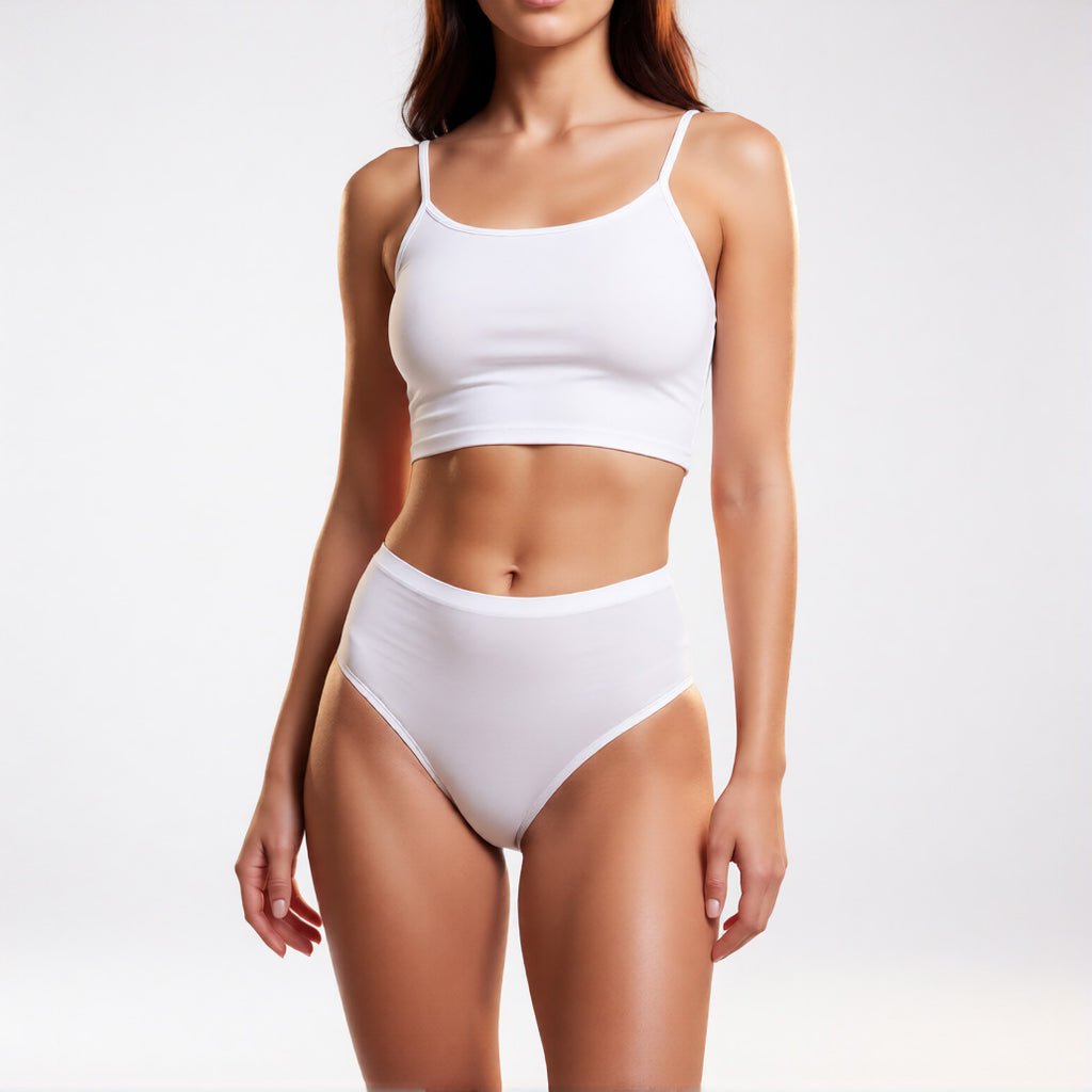 Seamless ice silk panties in white shown from a front profile, featuring a mid-rise fit and no show construction. | color:white