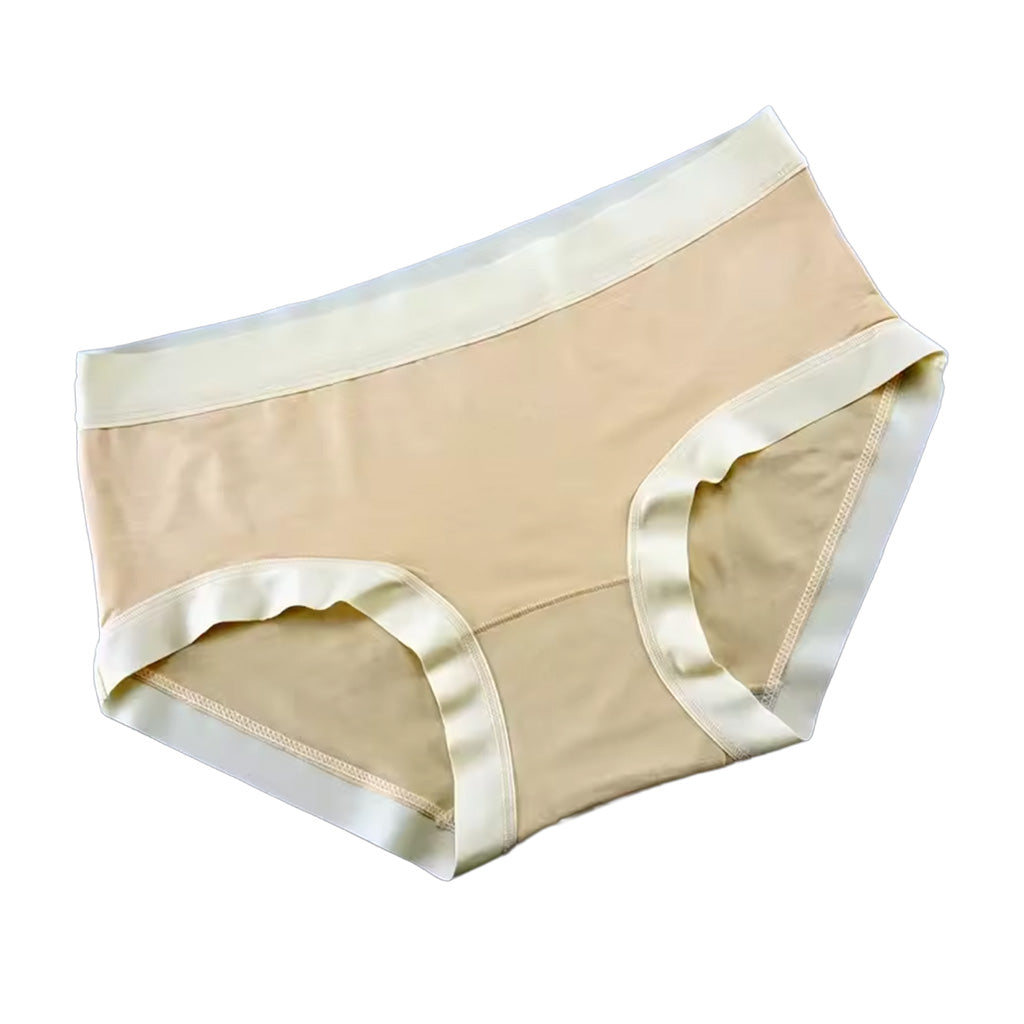 womens modal briefs in khaki front flat lay view showing contrast trim and a comfortable wide waistband | color:khaki