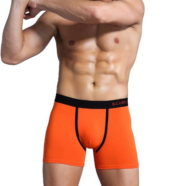 Bonitos Classic No-fly Free Mens Cotton Boxer Brief Orange