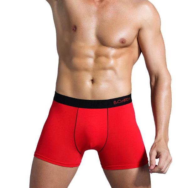 Bonitos Classic No-fly Free Mens Cotton Boxer Brief Red