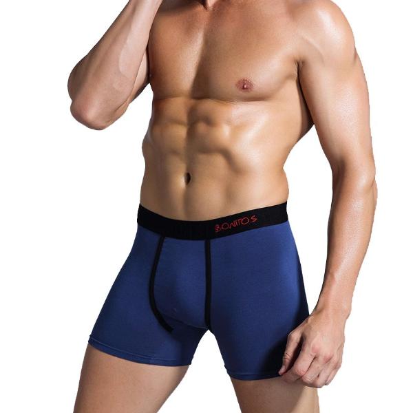 Bonitos Classic No-fly Free Mens Cotton Boxer Brief Blue 2