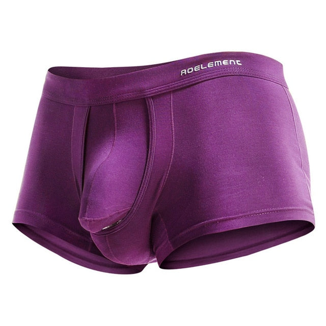 Men's Dual Pouch Boxer Brief Underwear - Purple | color:purple