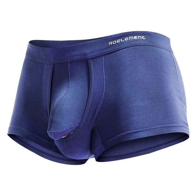 Men's Dual Pouch Boxer Brief Underwear - Blue | color:blue