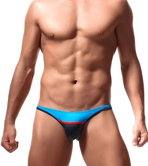 Men's Striped Bikini Brief Underwear - Blue/Black