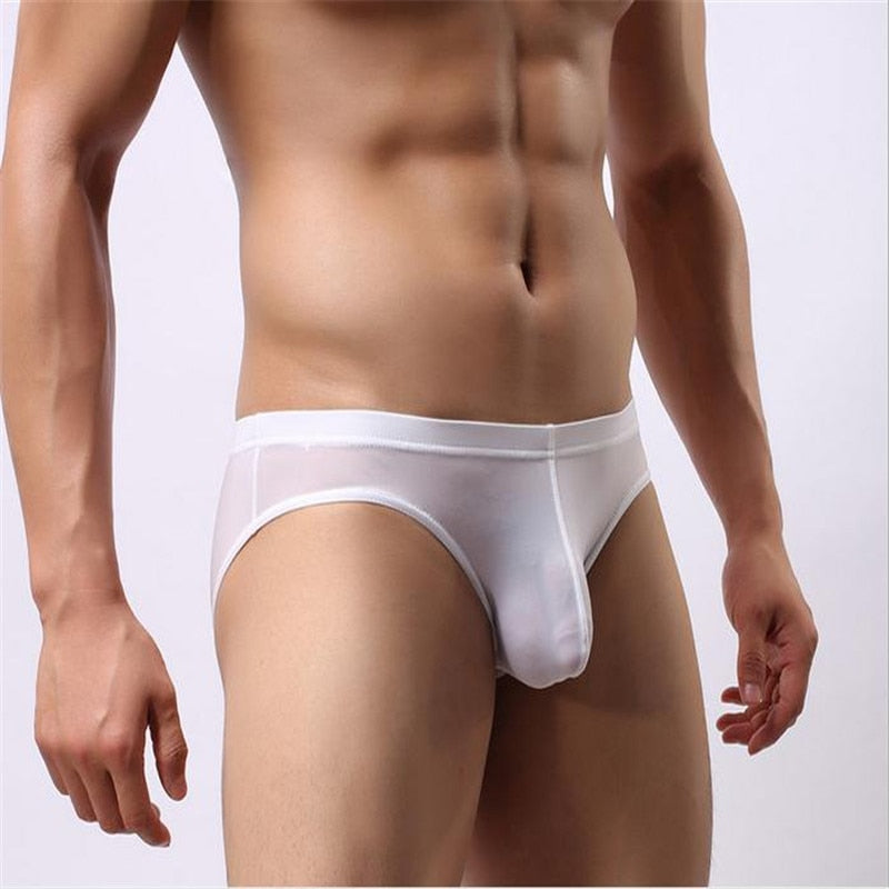 mens sheer white briefs