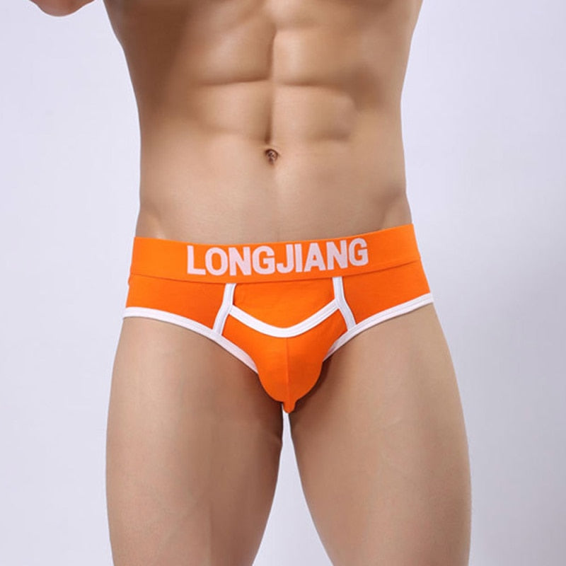 Men's Brief Underwear with Horizontal Fly - Orange