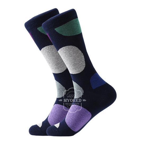 Funky Dress Socks - Purple Green Blue Circles