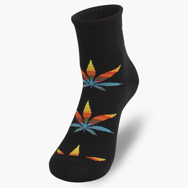 Hemp Leaf Socks - Black Multi