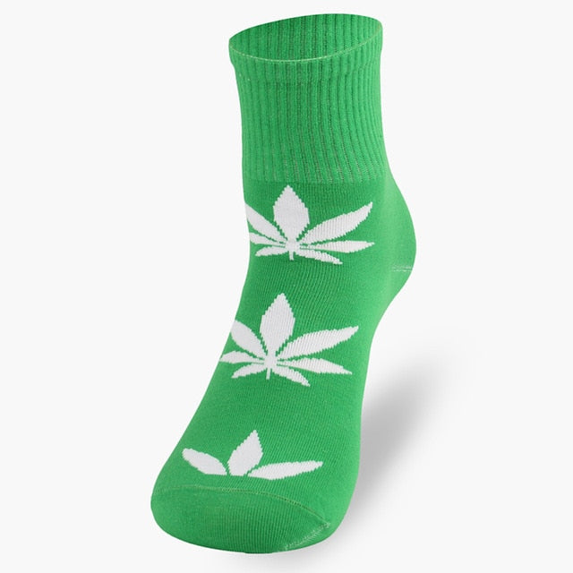 Hemp Leaf Socks - Green White