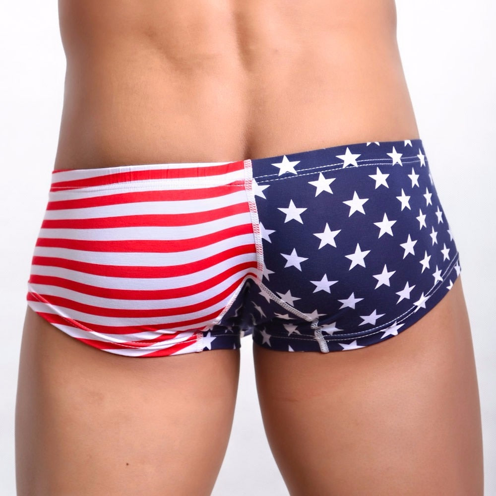 Men US Flag Trunk Underwear Rear