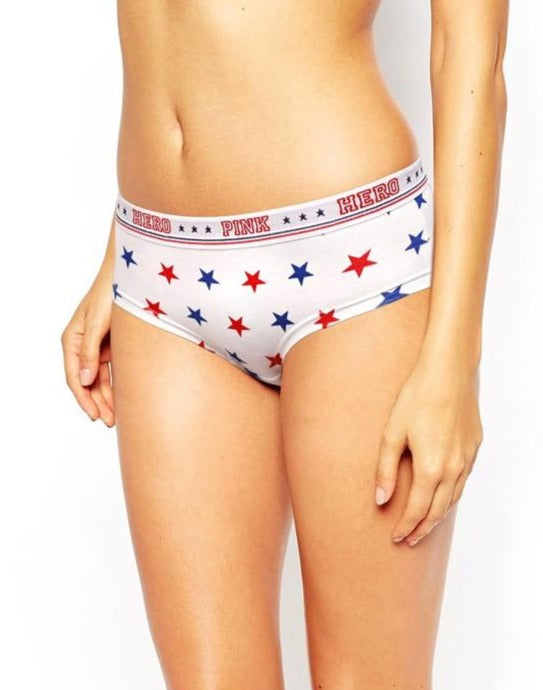 Women's Stars Stripes US Flag Panties - White