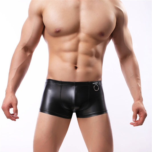 Mens Faux Leather Boxer Brief Underwear