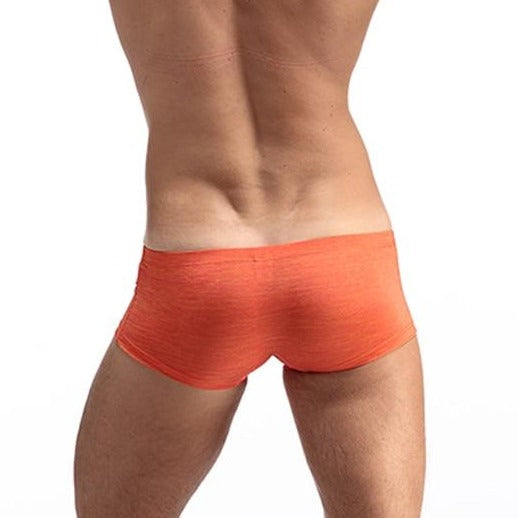 Mens Cotton Poly Heathered Trunk Underwear - Rear