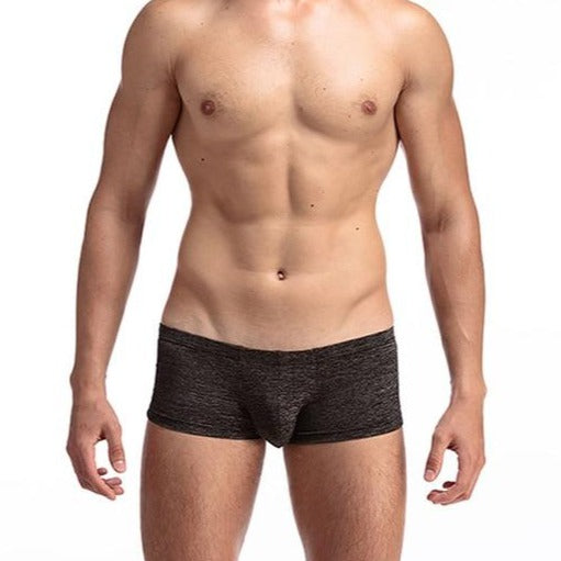 Mens Cotton Poly Heathered Trunk Underwear - Black