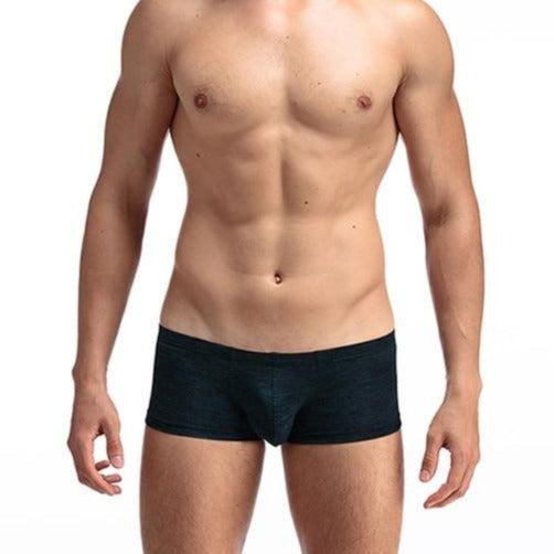 Mens Cotton Poly Heathered Trunk Underwear - Dark Blue