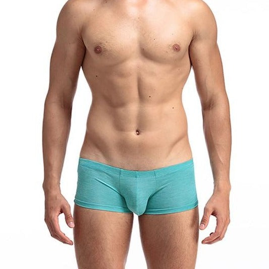 Mens Cotton Poly Heathered Trunk Underwear - Sky Blue