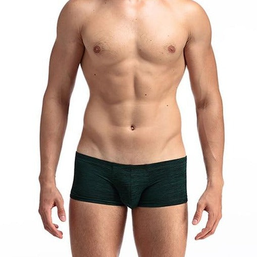 Mens Cotton Poly Heathered Trunk Underwear - Dark Green