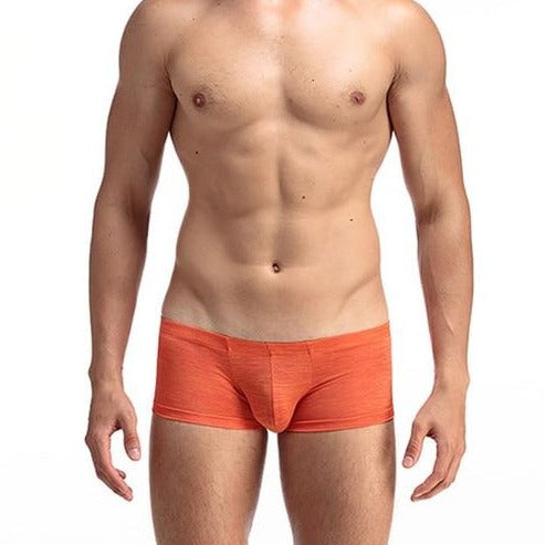 Mens Cotton Poly Heathered Trunk Underwear - Orange