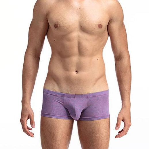 Mens Cotton Poly Heathered Trunk Underwear - Purple