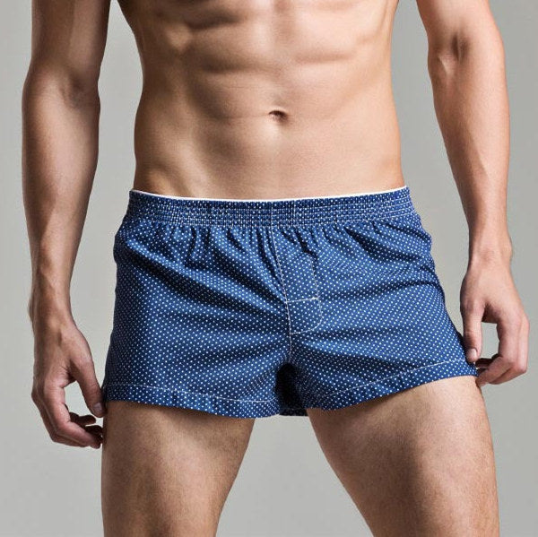 Free Men's Polka Dot Cotton Boxer Short Underwear - Blue
