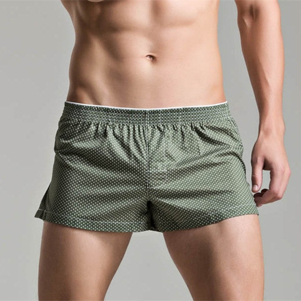 Free Men's Polka Dot Cotton Boxer Short Underwear - Green