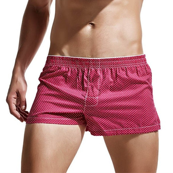 Free Men's Polka Dot Cotton Boxer Short Underwear - Red