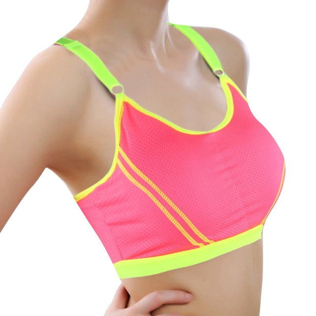Free Women's Fitness Sports Bra - Pink Yellow
