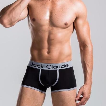 Jack Claude free Men's Boxer Solid Color Boxer Brief with Contrast Seams Black