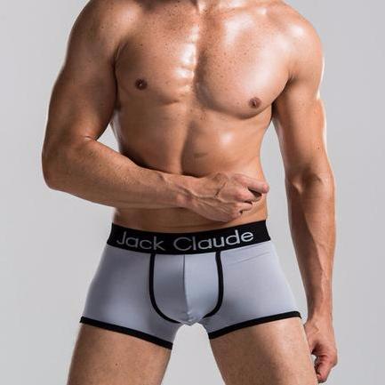 Jack Claude free Men's Boxer Solid Color Boxer Brief with Contrast Seams Gray