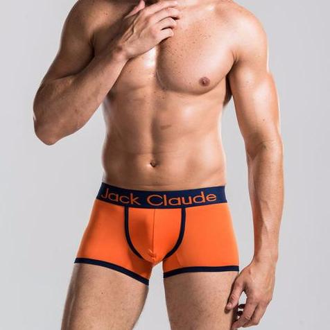 Jack Claude free Men's Boxer Solid Color Boxer Brief with Contrast Seams Orange