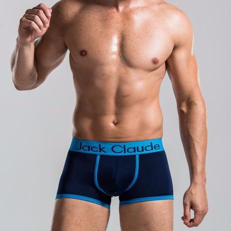 Jack Claude free Men's Boxer Solid Color Boxer Brief with Contrast Seams Dark Blue