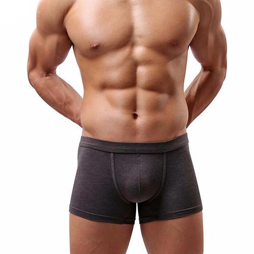 Free Men's Modal Solid Color Boxer Brief Underwear - Grey