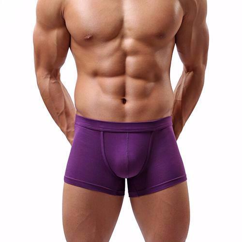 Free Men's Modal Solid Color Boxer Brief Underwear - Purple