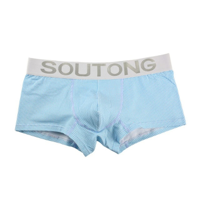 Men's Soutong Small Plaid Printed Boxer Brief