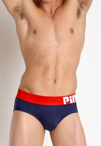 Men's Pink Hero Cotton Briefs with Comfort Waistband - Navy