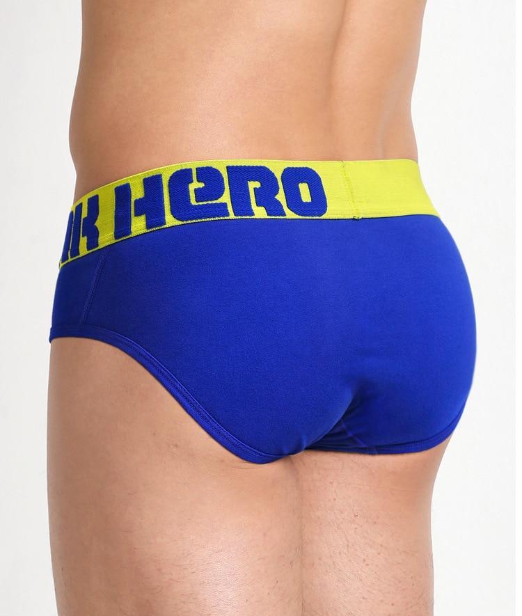 Men's Pink Hero Cotton Briefs with Comfort Waistband - Royal Blue Ass