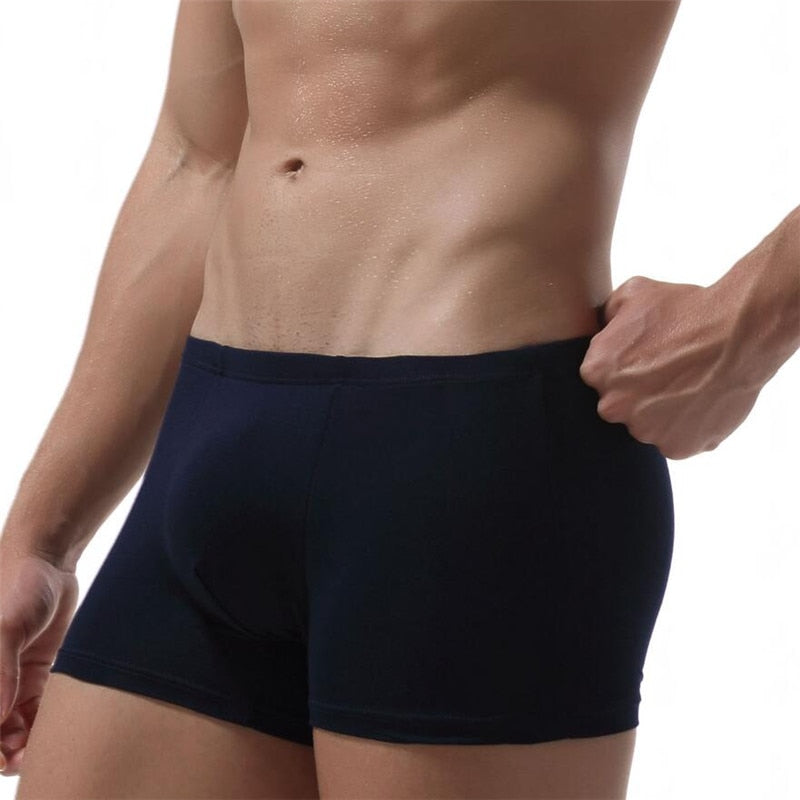 Free Men's Ultra Soft Solid Color Boxer Brief Underwear - Navy Blue