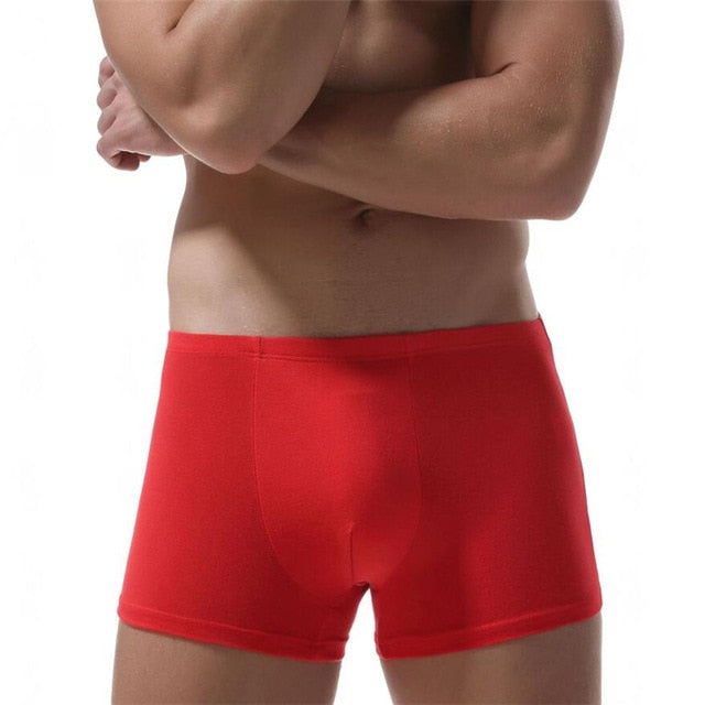 Free Men's Ultra Soft Solid Color Boxer Brief Underwear - Red