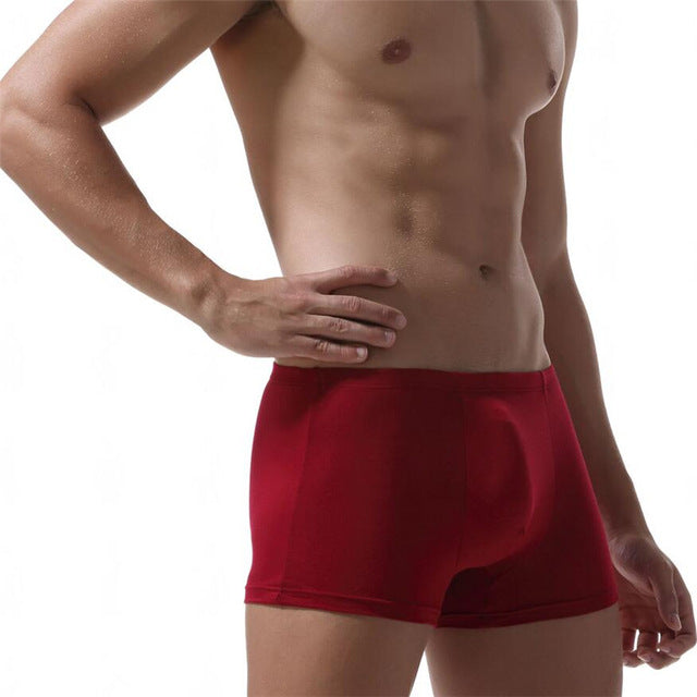 Free Men's Ultra Soft Solid Color Boxer Brief Underwear - Burgundy