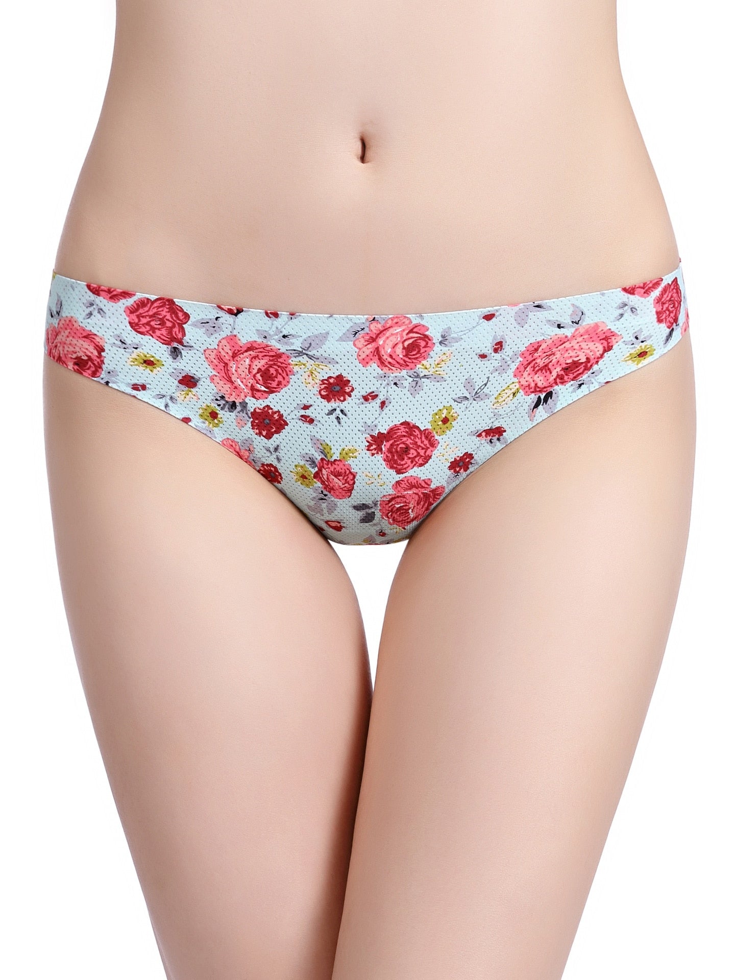 Women's Floral Print Thong Underwear - Rose