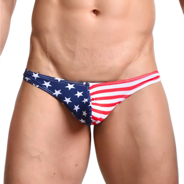 Mens USA Flag Thong Underwear